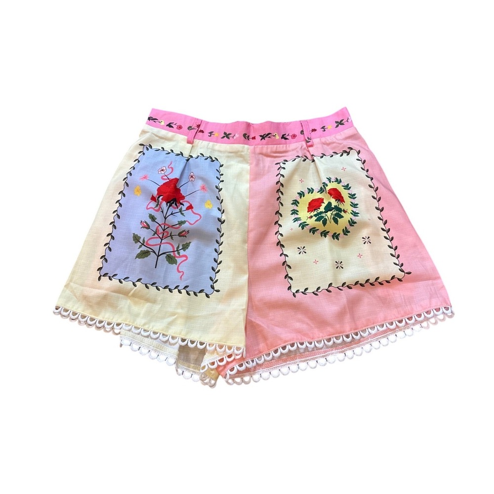 Sunday Up Patchwork Shorts Women Multicolor Boho Celestial Floral NWT SIZE L